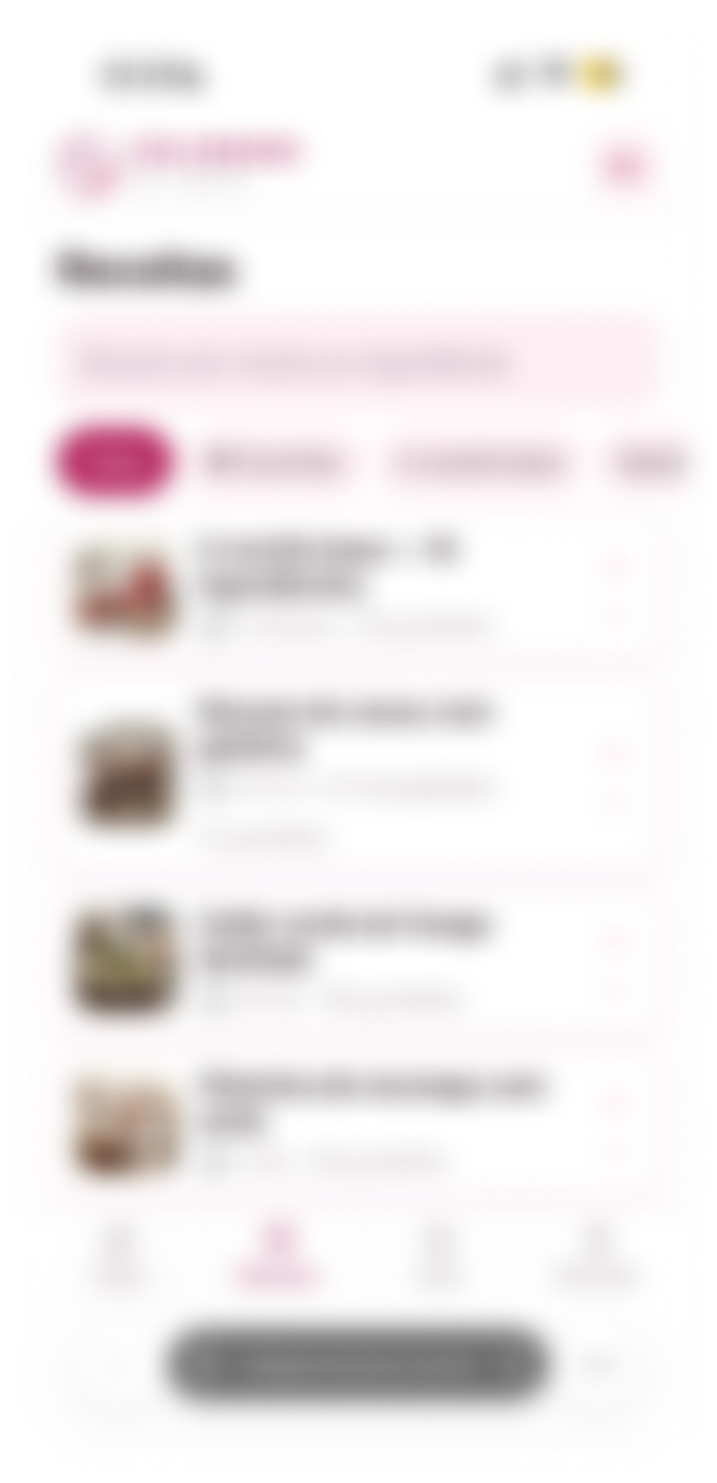 Tela do aplicativo com as categorias de receitas